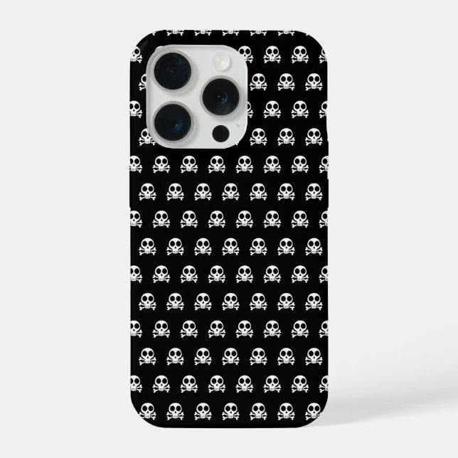 Coque iPhone crâne effrayant sur fond noir (Verso)