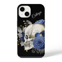 Crâne floral bleu personnalisé