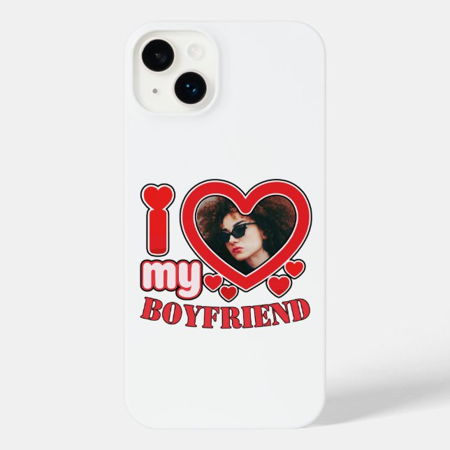 Coque iPhone Créez votre propre J'aime mon petit ami (Verso)