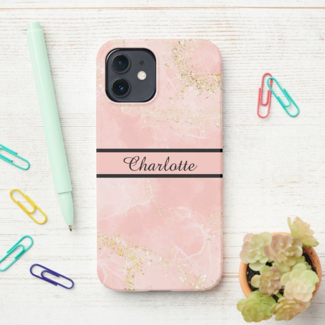 Coque iPhone Créez votre propre nom personnalisé Rose Gold Rose (Sur le bureau)