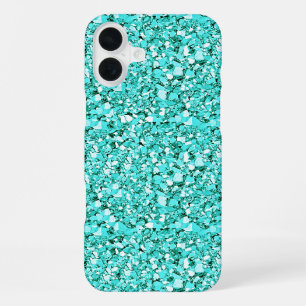 Coque iPhone 16 Plus cristal druzy - bleu aquamarine