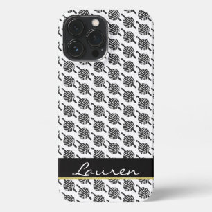 Etui iPhone 13 Pro Max Crochet + Fil ・ Étiquette noir et or + texte