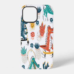 Coque iPhone 12 Crocodile de dessin animé : Papier peint animal vi