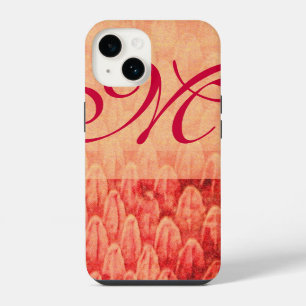 Coque Pour iPhone 14 CROTALUS MONOGRAM rouge rose fuchsia