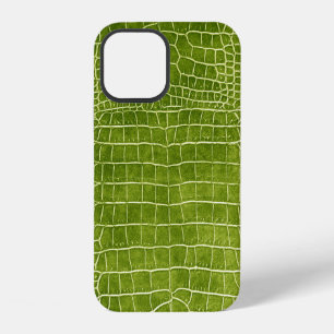 Coque iPhone 12 Cuir de Crocodile Faux Vert Citron