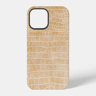 Coque iPhone 12 Cuir faux crocodile beige Champagne