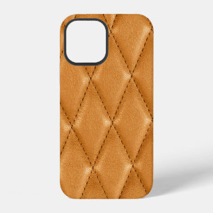 Coque iPhone 12 Cuir marron de voiture de luxe, texture d'intérieu
