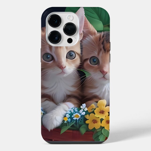 Coque iPhone Cuisinement Cute Kittens dans un panier à fleurs (Verso)