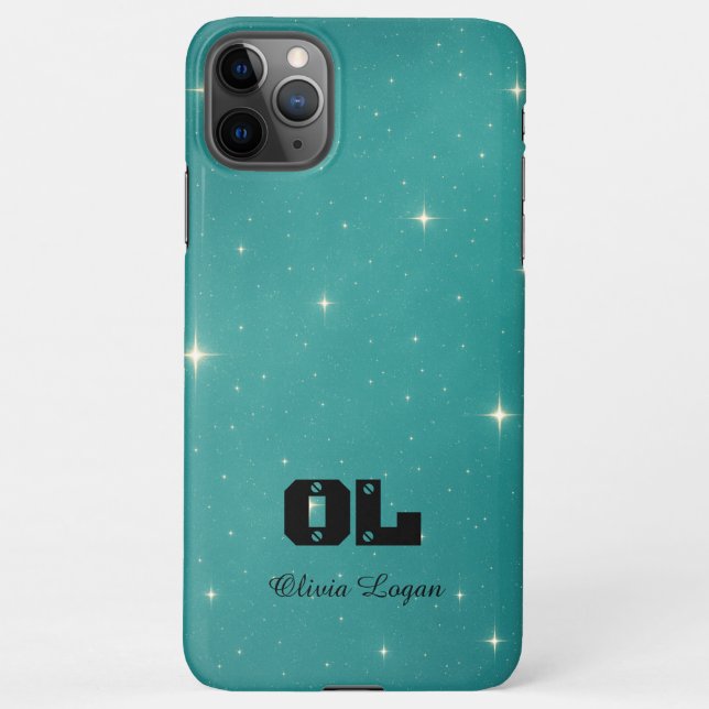 Coque iPhone Custom Name Turquoise Starry (Dos)