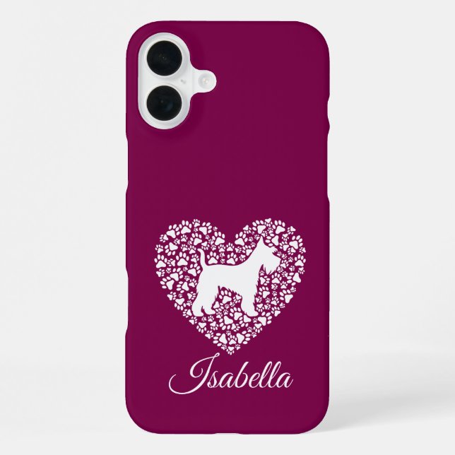 Coque iPhone Custom Schnauzer Heart Paws Print - Dog Lover (Verso)