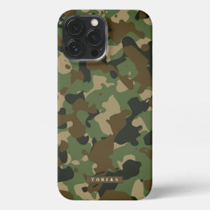 Etui iPhone 13 Pro Max Customizable Name Camouflage Military Kaki Brown