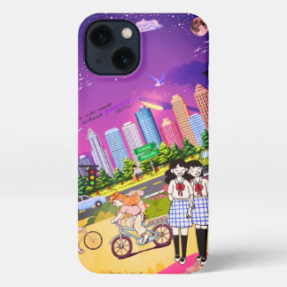 Etui iPhone 13 Cute Anime Girl in Scenic Landscape 