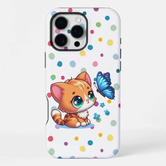 Coque iPhone Cute chaton/chat et papillon (Verso)
