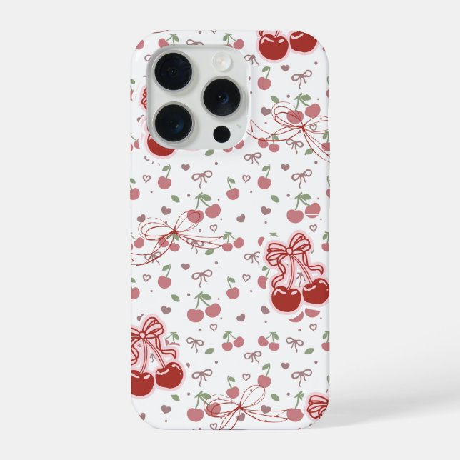 Coque iPhone Cute Cherry Phone Case with Hearts & Bows (Verso)