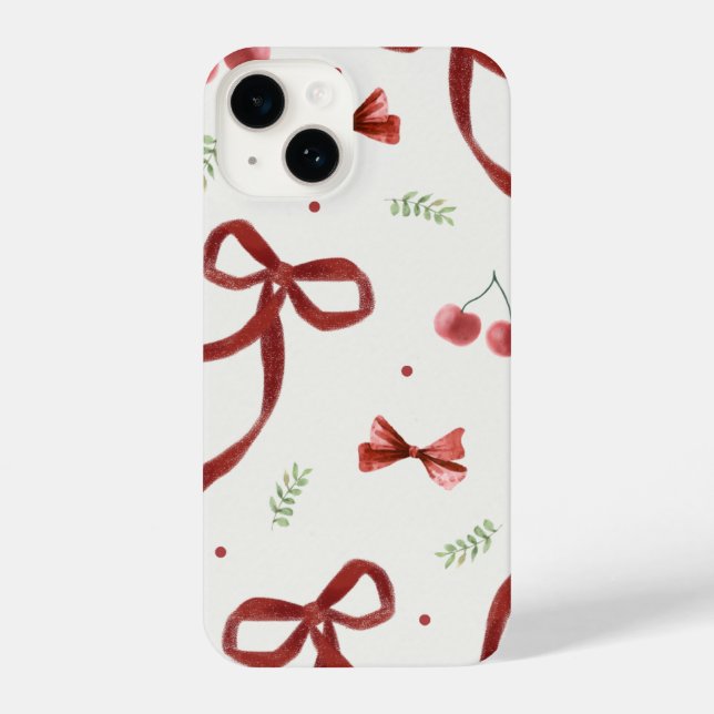 Coque iPhone Cute Cherry & Red Ribbon Pattern Phone Case (Verso)