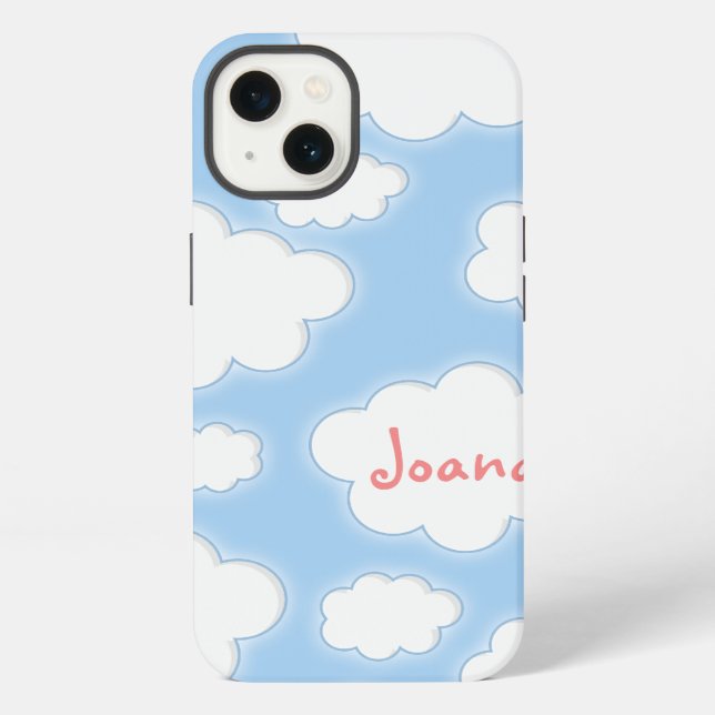 Coque iPhone Cute Clouds Pattern Blue Pink Personalized (Verso)