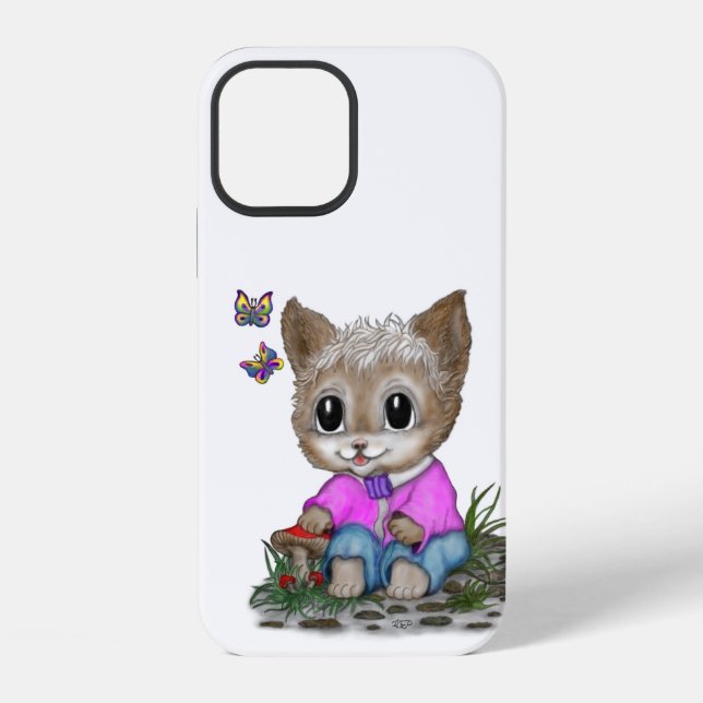 Coque iPhone Cute Kitty Chat et Papillon (Verso)