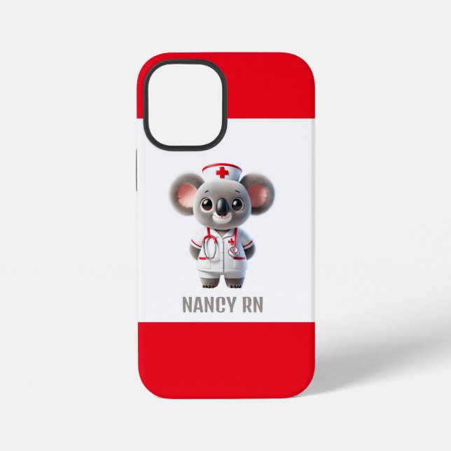 Coque iPhone Cute Koala infirmière de l'ours avec stéthoscope r (Verso)