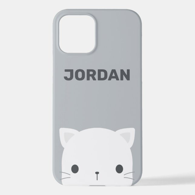 Coque iPhone Cute Little Cat avec nom personnalisé (Verso)