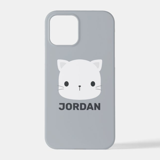 Coque iPhone Cute Little Cat avec nom personnalisé (Verso)