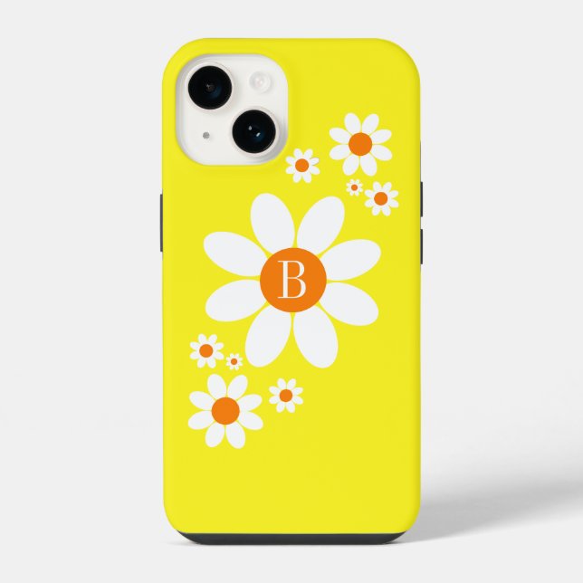 Coque iPhone Cute Simple Floral Design Simple Initial Jaune (Verso)