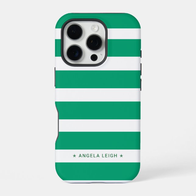 Coque iPhone Cute Spearmint Green Cabana Stripes (Verso)