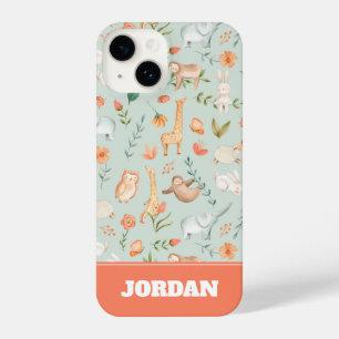 Coque Pour iPhone 14 Cute Turquoise bébé animal Pastel Motif