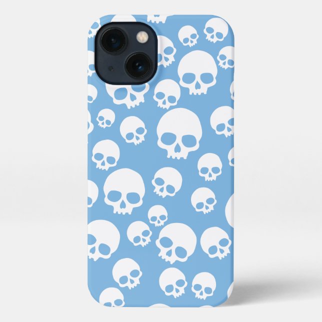 Coque iPhone Dainty Blue Random Skuls Motif (Verso)