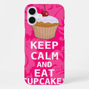Coque iPhone 16 Plus Damas Rose Chaud GARDER CALME ET Manger Cupcakes