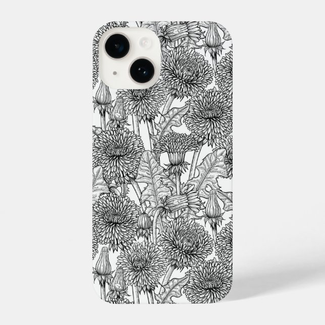 Coque iPhone Dandelions, noir et blanc (Verso)