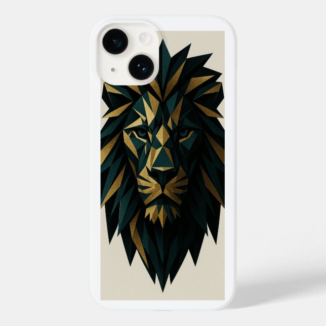 Coque iphone d'art Lion géométrique - Couverture A (Verso)