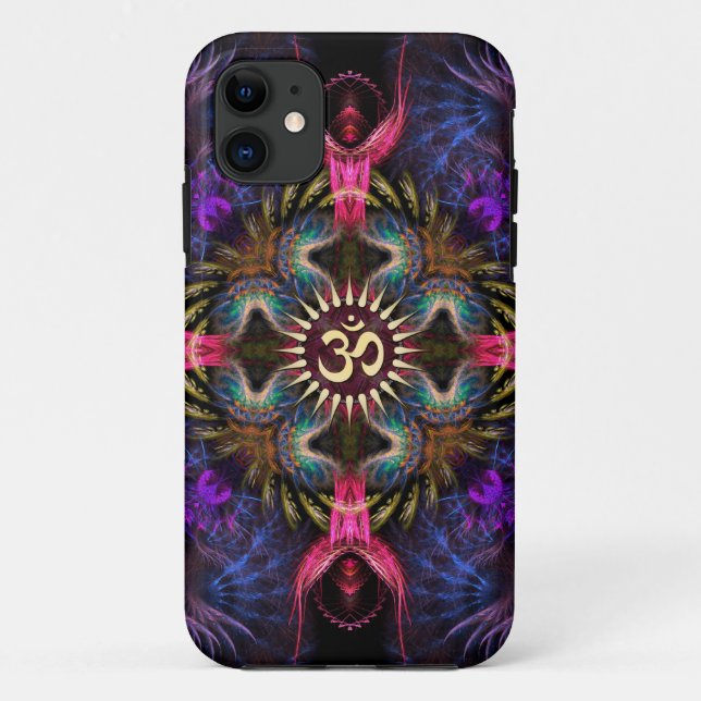 Coque iphone d'Aum d'art de fractale d'anges de (Dos)