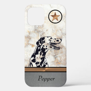 Coque iphone de chien dalmate en marbre/cuivre