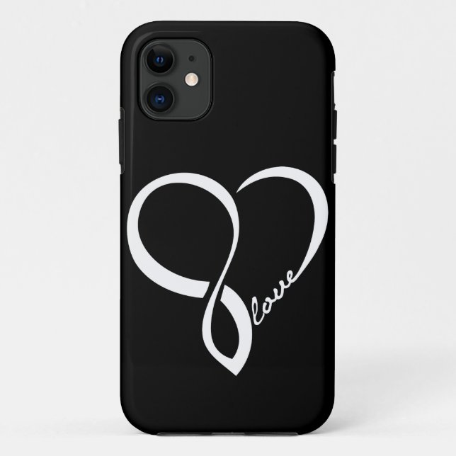 Coque iphone de coeur d'amour noir et blanc (Dos)