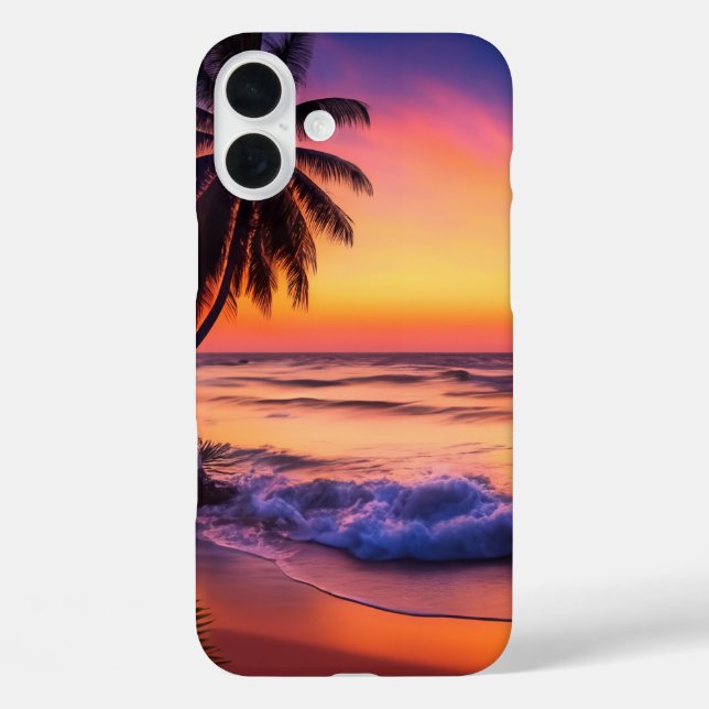 Coque iphone de coucher de soleil tropical (Verso)