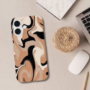 Coque iphone De Design En Marbre Noir Et Brown