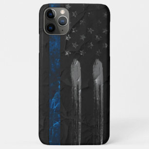 Coque iphone de drapeau de la ligne bleue détendu