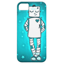 Coque iphone de fille robotique bleue