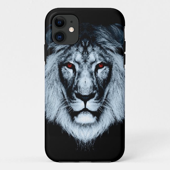 Coque iphone de lion observé par rouge (Dos)