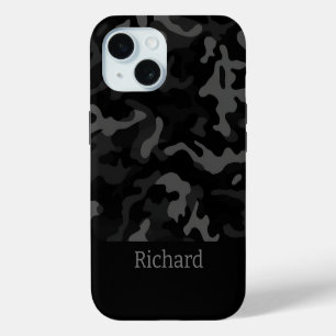 Coque iphone de monogramme de Camouflage noir