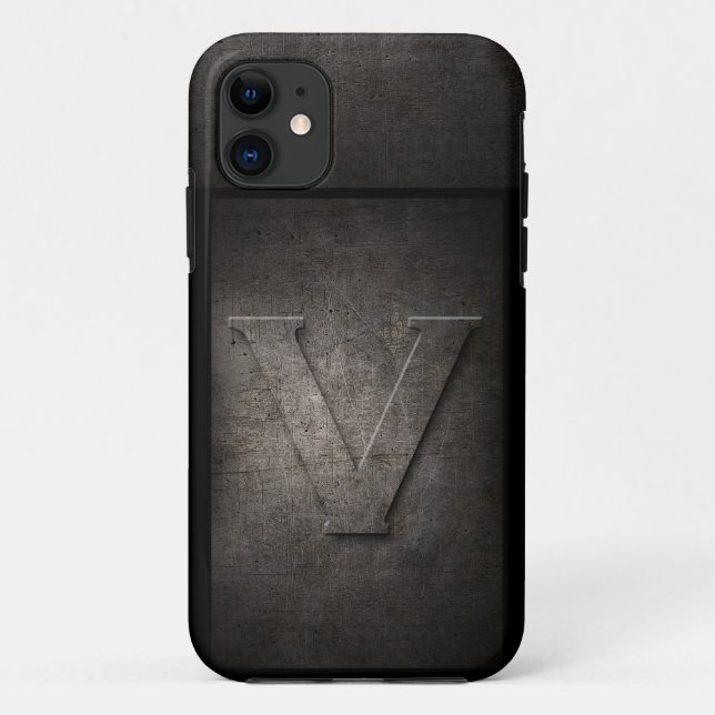 Coque iphone de monogramme de métal de grunge (Dos)