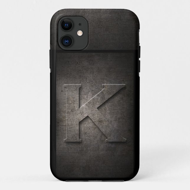 Coque iphone de monogramme de métal de grunge (Dos)