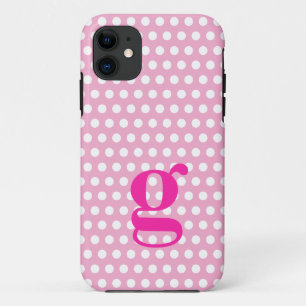 Coque iphone de monogramme de point rose