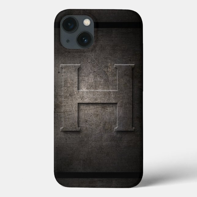Coque iphone de monogramme H en métal noir (Verso)