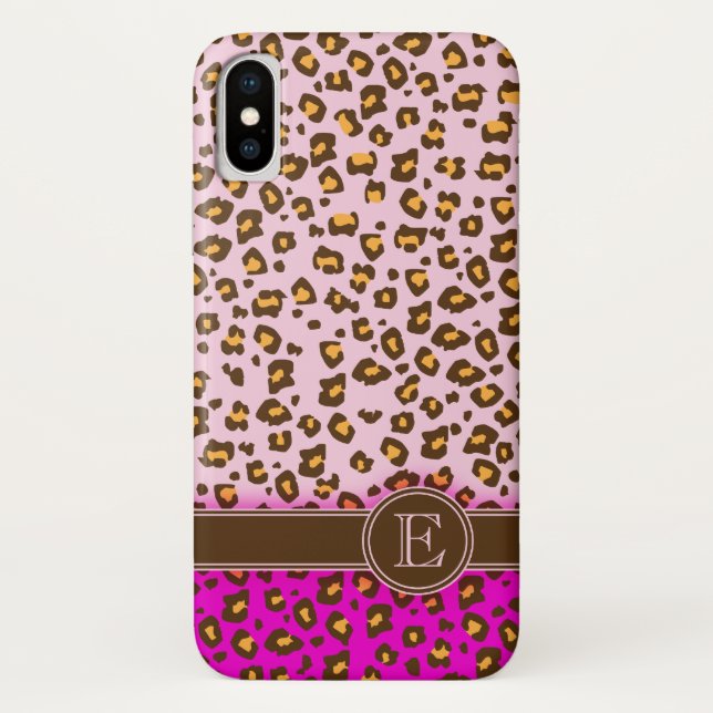 Coque iphone de monogramme rose poster de animal l (Dos)
