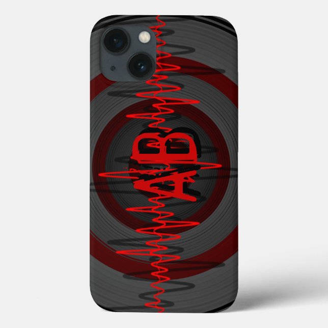 Coque iphone de monogramme Sound Red Dark (Verso)