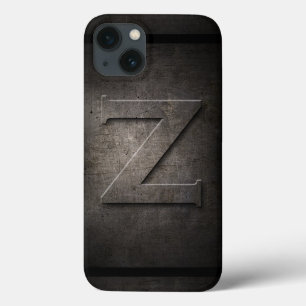 Coque iphone de monogramme Z en métal noir