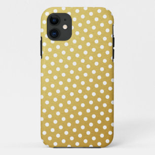 Coque iphone de Motif de points de Polka Or