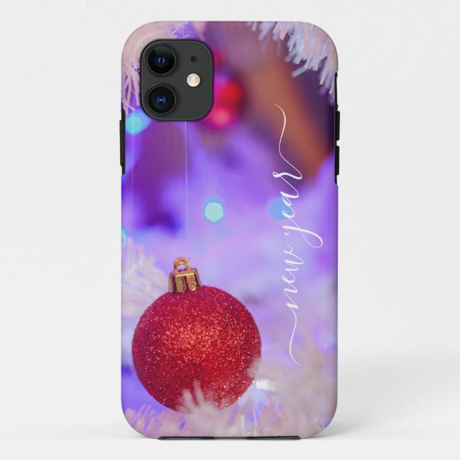 Coque iphone de Noël rouge Bauble (Dos)