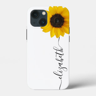 Coque iphone de nom de tige du script de tournesol
